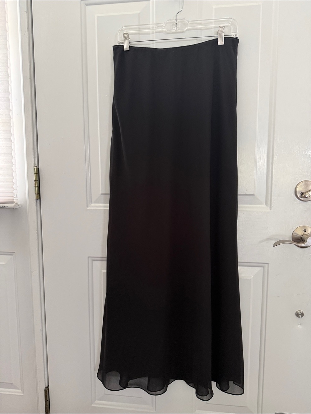 Alex Evenings Long Black Chiffon Elastic Skirt with overlay Size Large